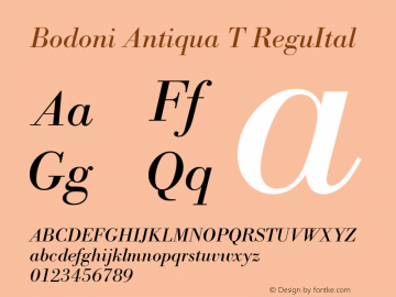 Bodoni Antiqua T ReguItal Version 001.005图片样张