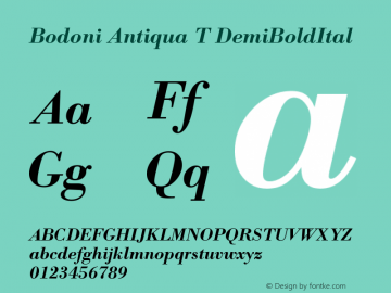 Bodoni Antiqua T DemiBoldItal Version 001.005图片样张
