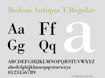 Bodoni Antiqua T Regular Version 001.005 Font Sample