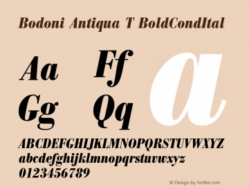 Bodoni Antiqua T BoldCondItal Version 001.005图片样张