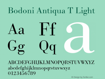 Bodoni Antiqua T Light Version 001.005图片样张