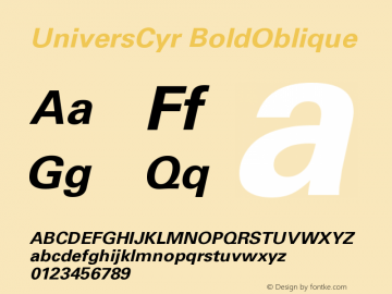 UniversCyr BoldOblique Version 001.000 Font Sample