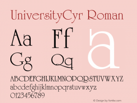 UniversityCyr Roman Version 001.000 Font Sample
