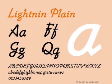 Lightnin Plain Version 001.000 Font Sample