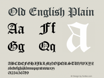 Old English Plain Version 001.000 Font Sample