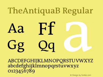 TheAntiquaB Regular Version 001.000 Font Sample