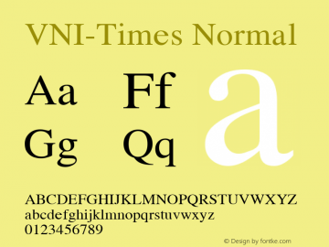 VNI-Times Normal 1.0 Tue Apr 20 17:44:27 1993 Font Sample