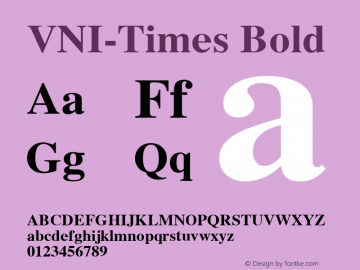 VNI-Times Bold 1.0 Mon Nov 29 13:28:33 1993 Font Sample