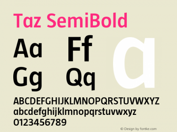 Taz SemiBold Version 001.001 Font Sample