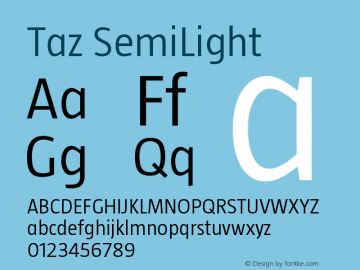 Taz SemiLight Version 001.001 Font Sample