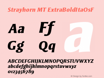 Strayhorn MT ExtraBoldItaOsF Version 001.002 Font Sample