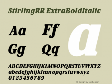 StirlingRR ExtraBoldItalic Version 001.004图片样张