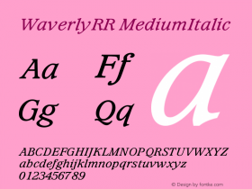 WaverlyRR MediumItalic Version 001.004图片样张