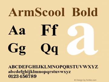 ArmScool Bold Unknown Font Sample