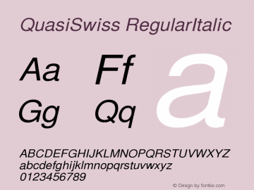 QuasiSwiss RegularItalic Version 1.07 Font Sample