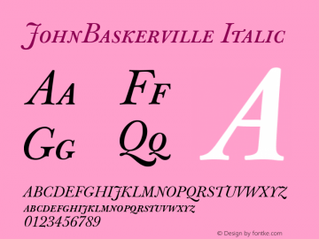 JohnBaskerville Italic 001.000图片样张