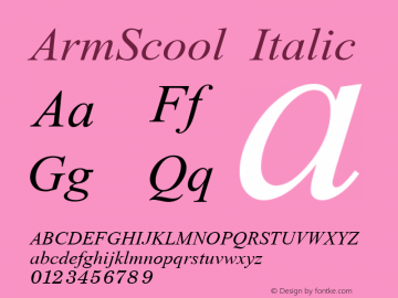ArmScool Italic Unknown Font Sample