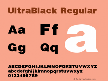 UltraBlack Regular Macromedia Fontographer 4.1.3 30.12.1998图片样张