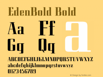 EdenBold Bold Version 001.000 Font Sample
