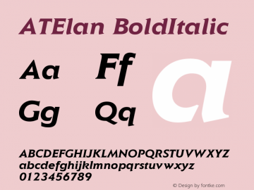 ATElan BoldItalic Version 1.0 Font Sample