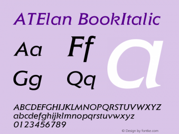 ATElan BookItalic Version 1.0图片样张