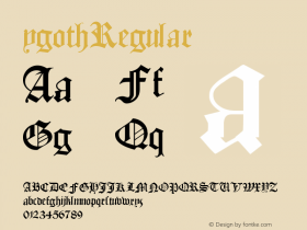 ygoth Regular Version 001.001 Font Sample