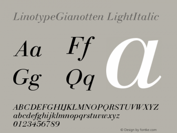 LinotypeGianotten LightItalic Version 005.000图片样张