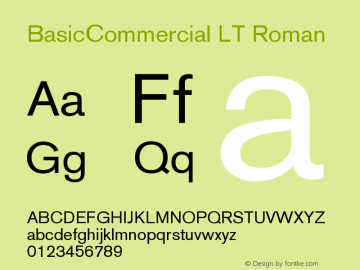 BasicCommercial LT Roman Version 005.000 Font Sample