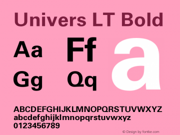 Univers LT Bold Version 006.000 Font Sample