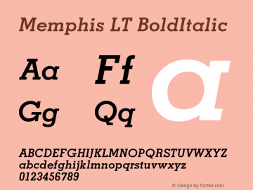 Memphis LT BoldItalic Version 006.000 Font Sample