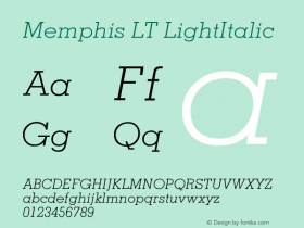 Memphis LT LightItalic Version 006.000图片样张