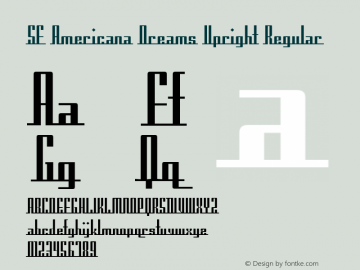 SF Americana Dreams Upright Regular ver 1.1; 1999. Freeware for non-commercial use. Font Sample