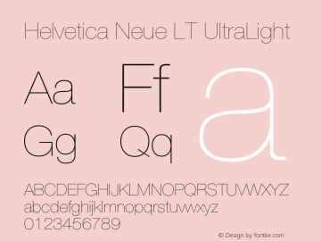 Helvetica Neue LT UltraLight Version 006.000图片样张