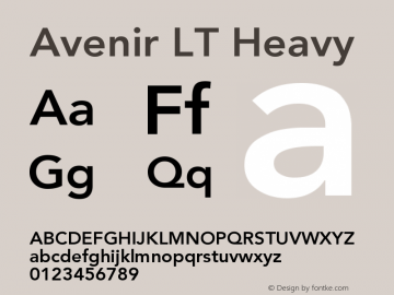 Avenir LT Heavy Version 006.000 Font Sample