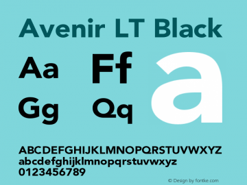 Avenir LT Black Version 006.000 Font Sample