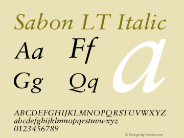 Sabon LT Italic Version 006.000 Font Sample