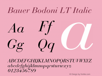 Bauer Bodoni LT Italic Version 006.000图片样张