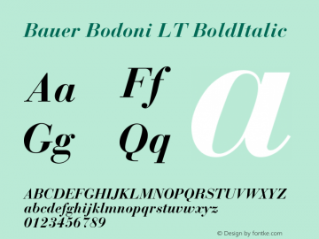 Bauer Bodoni LT BoldItalic Version 006.000图片样张