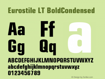 Eurostile LT BoldCondensed Version 006.000 Font Sample