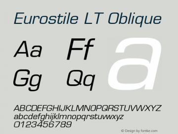 Eurostile LT Oblique Version 006.000图片样张