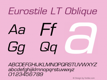 Eurostile LT Oblique Version 006.000图片样张