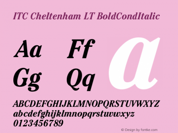 ITC Cheltenham LT BoldCondItalic Version 006.000图片样张