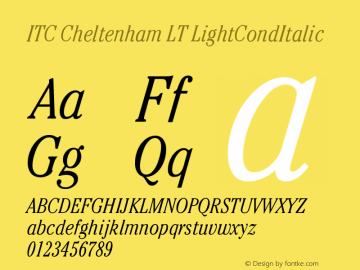 ITC Cheltenham LT LightCondItalic Version 006.000图片样张