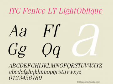 ITC Fenice LT LightOblique Version 006.000图片样张