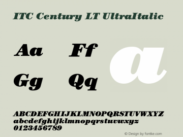 ITC Century LT UltraItalic Version 006.000 Font Sample