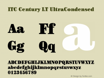 ITC Century LT UltraCondensed Version 006.000 Font Sample