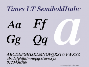 Times LT SemiboldItalic Version 006.000 Font Sample