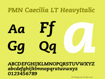 PMN Caecilia LT HeavyItalic Version 006.000图片样张