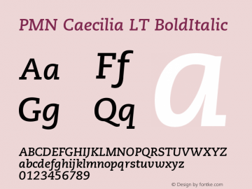 PMN Caecilia LT BoldItalic Version 006.000图片样张