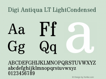 Digi Antiqua LT LightCondensed Version 006.000 Font Sample